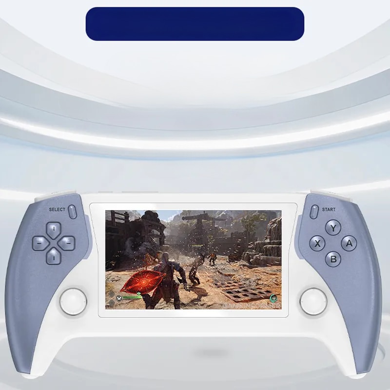 Consola Project X Pro Retro LUKETO®, Display IPS 4.3 Inch, Procesor Quad Core, Peste 20 Emulatoare, Memorie Extensibila, Joystick-uri 3D, Conectare TV, Environmental Lights, Sunet Stereo, Sistem Linux, Design Ergonomic Portabil, Alb/Gri