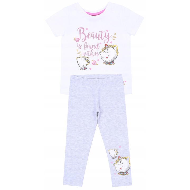 Compleu fete, sarcia.eu, Bumbac/Poliester, Gri/Alb, 110 CM