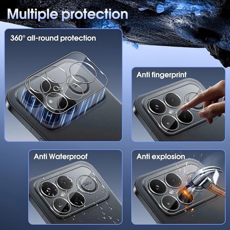 2 bucati protector de lentila de camera pentru Xiaomi Poco F8 Ultra, film protector de camera cu duritate 9H, sticla protectora cu lentila HD clara, film de protectie antisoc pentru camera