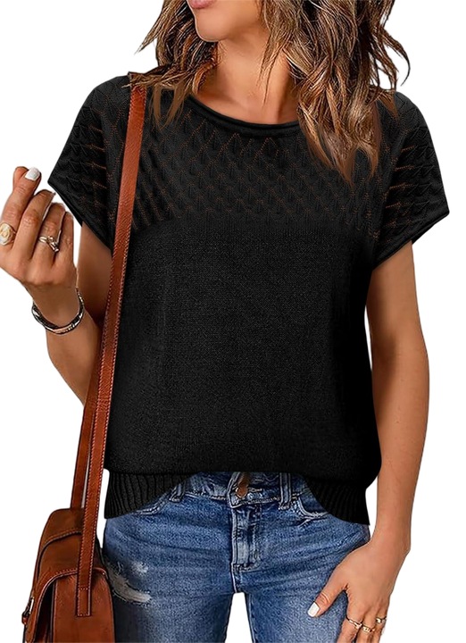 Tricou femeiesc, Imily Bela, maneca scurta（10218）, Negru