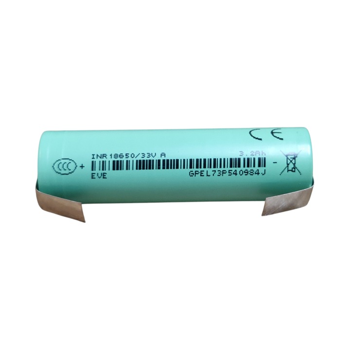 Acumulator EVE INR18650-33VA 3300mAh 10A, Celula Li-Ion 18650 cu terminale sudate in U