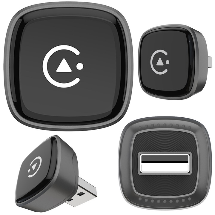 Adaptor Wireless Carplay Android Auto, Carlinkit Mini Ultra 5, Bluetooth 5.2, Wi-Fi Dual-Band, Negru