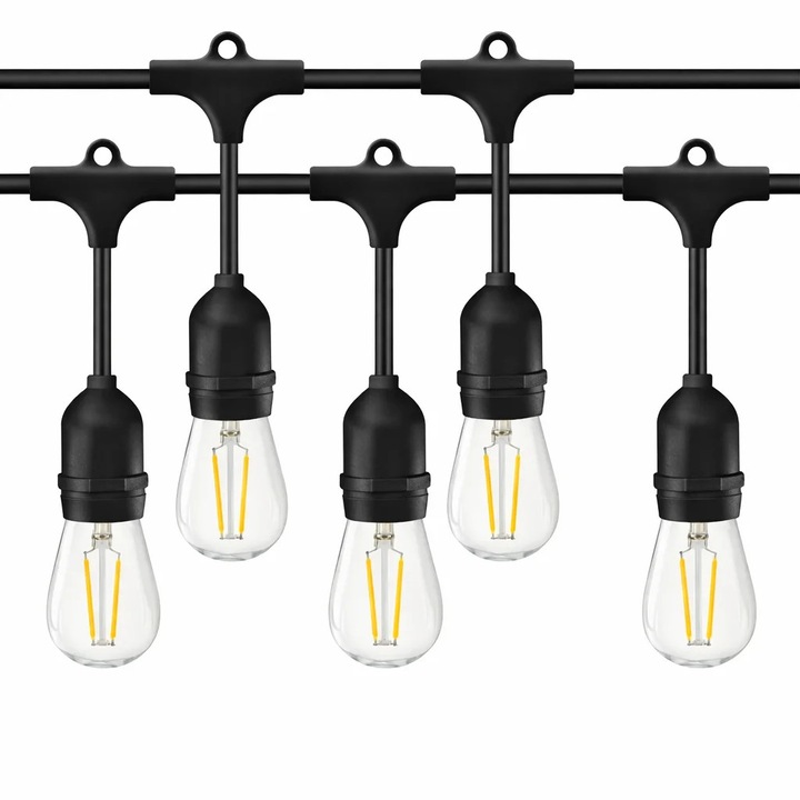 Ghirlanda Luminoasa Decorativa Interconectabila AT PERFORMANCE® 25 m, 50 Becuri LED, Alb Cald, Exterior IP44