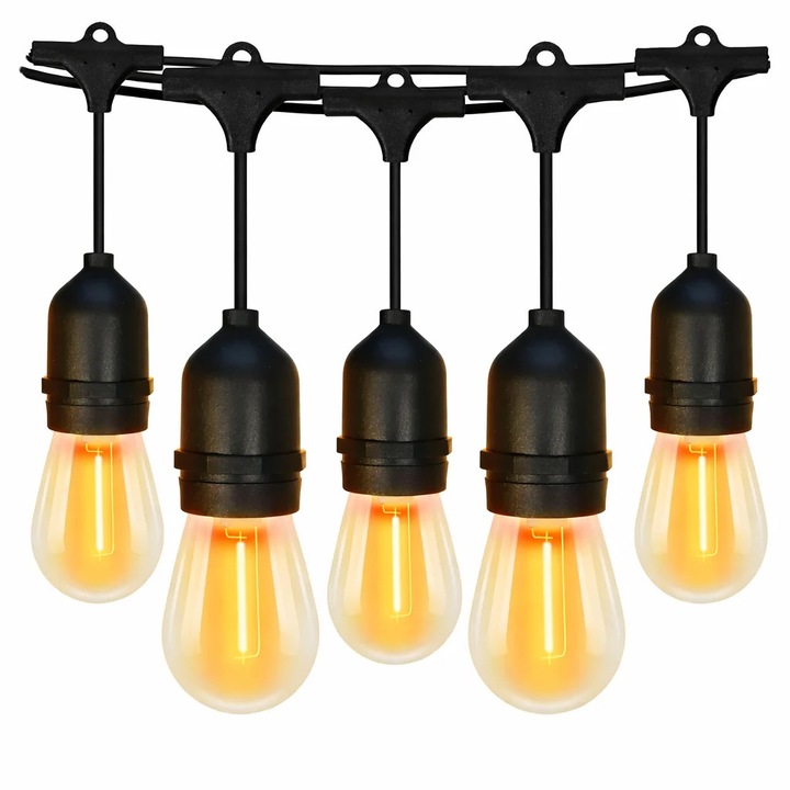 Ghirlanda Luminoasa Decorativa Interconectabila 15 m, 30 Becuri LED, Alb Cald, Exterior IP44