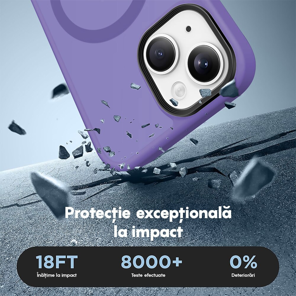Husa compatibila cu Incarcare Magsafe pentru Apple iPhone 13, CASEY STUDIOS™, pentru Incarcare Wireless, Slim Margini Ridicate pentru Protectia Ecranului si a Camerelor, Mov Deschis