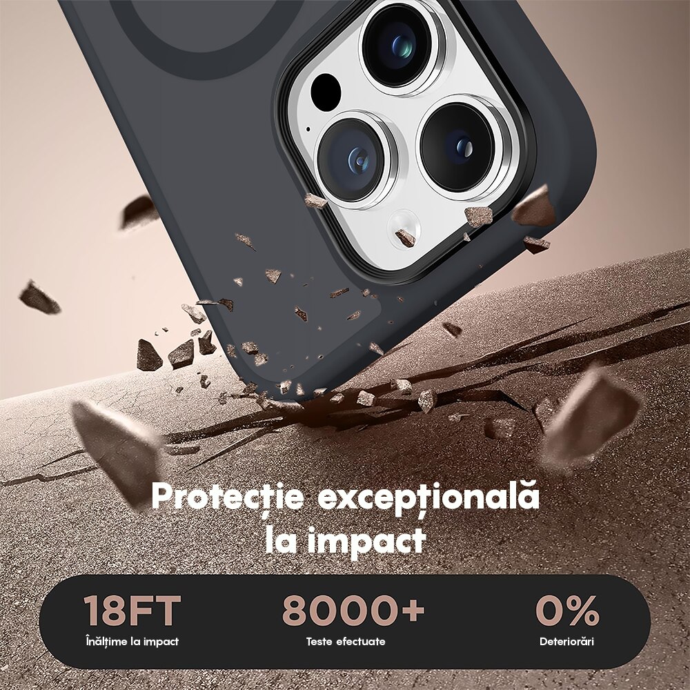 Husa compatibila cu Incarcare Magsafe compatibila cu iPhone 14 Pro, CASEY STUDIOS™, de Protectie, Slim, pentru Incarcare Wireless, Margini Ridicate de Protectia Ecranului si a Camerelor, Negru