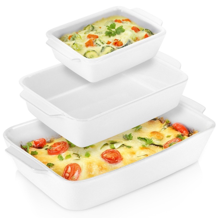 3 darabos hőálló edénykészlet, Koopman, fehér, 5l, kerámia