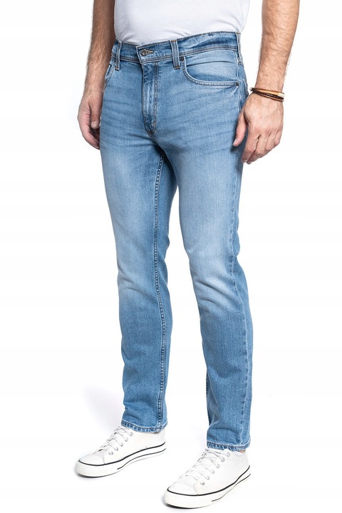 Ferfi farmer, Mustang, Washington, Slim Fit, Kozepes derek, Cipzar, Hosszu, 5 zseb, Pamut, Kek, Kék