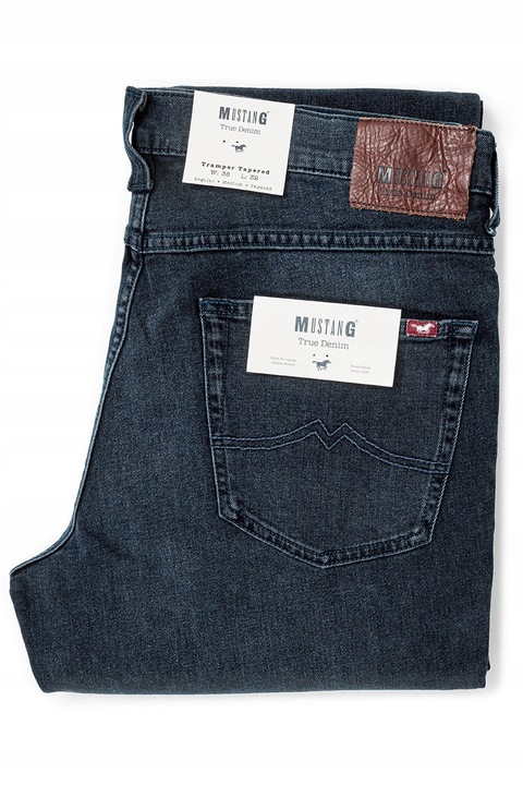 Ferfi farmernadrag, Mustang, Tramper Tapered, Slim Fit, Kozepes derek, Cipzar, Hosszu, 5 zseb, Pamut, W36-L32, Kék, W36-L32
