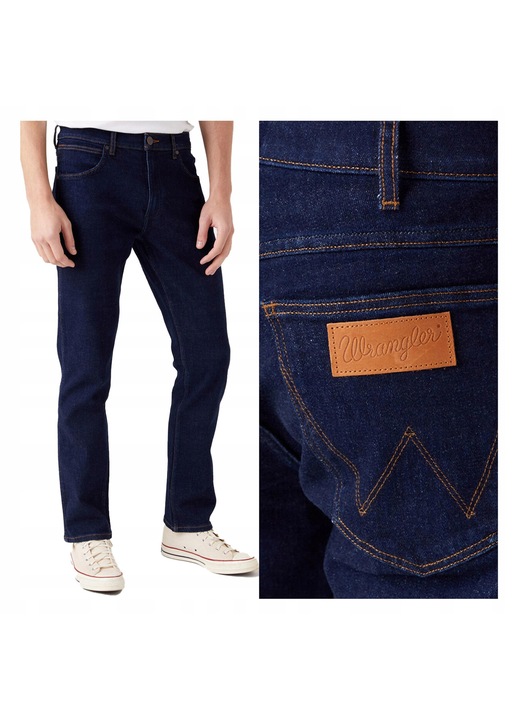 Blugi Barbati, Wrangler, Greensboro, Straight Fit, Talie Medie, Fermoar, Lungi, 5 Buzunare, Bumbac, W31 Albastru, Albastru