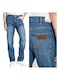 Blugi Barbati, Wrangler, Frontier, Straight Fit, Talie Medie, Fermoar, Lungi, 5 Buzunare, Bumbac, Albastru, Albastru
