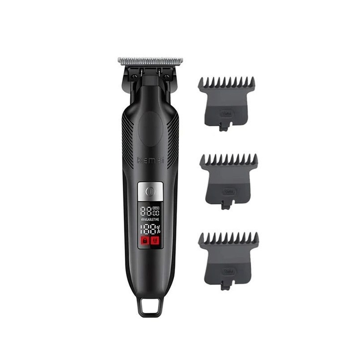 Masina de tuns Kemei KM-2284, 5W, autonomie 180 minute, neagra, 16x4cm, set complet