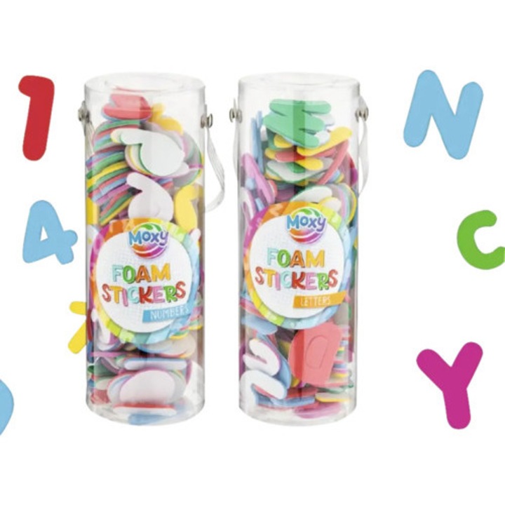 Set stickere spumă cifre Moxy, 100 elemente, 17x6cm, pentru fete