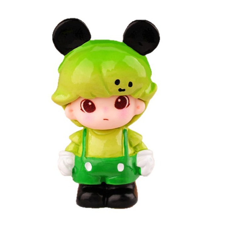 Ornament mini Dimo Mickey Mouse, figurina din rasina, design trendy, verde, decor pentru birou