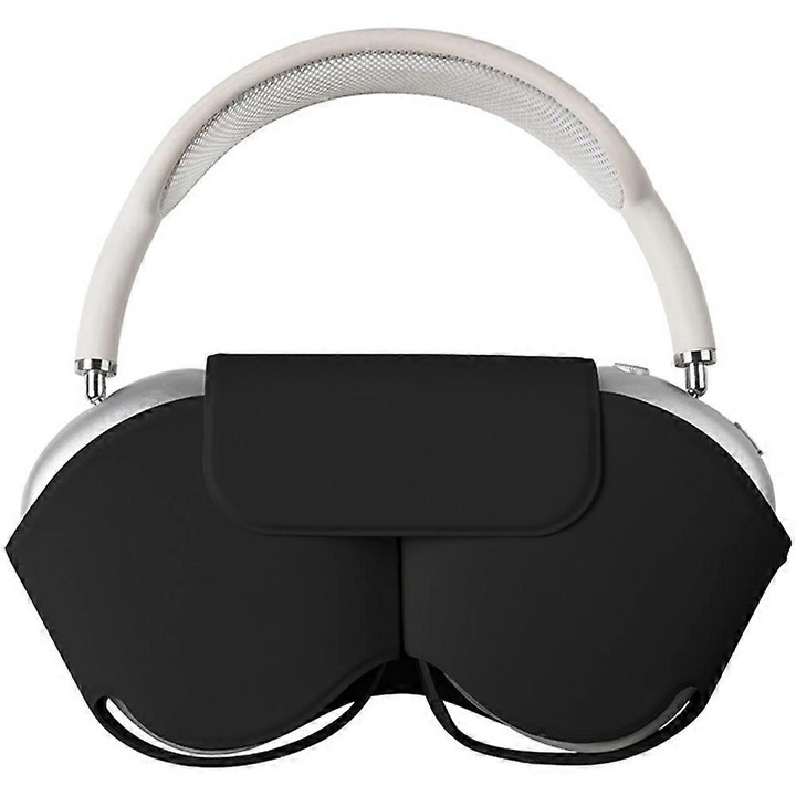 Husa pentru casti Airpods Max, PU, neagra, cu modul de somn, set