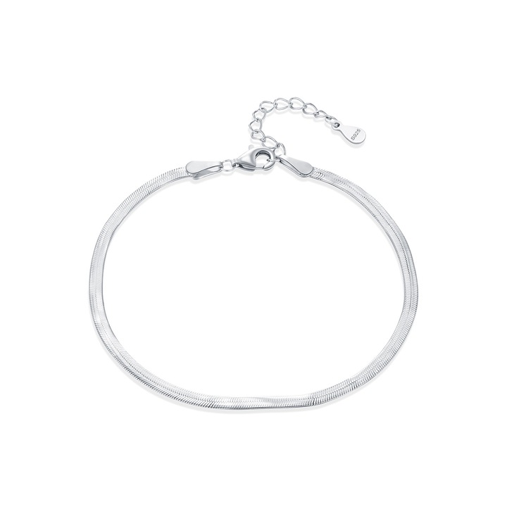 Bratara din argint S925, design minimalist, structura sarpe, argintiu, ajustabila