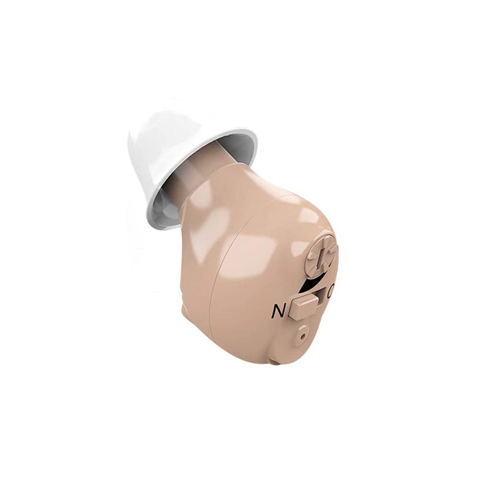 Aparat auditiv invizibil, amplificator de sunet, design mini earbud, reducere zgomot, bej, 1 bucata