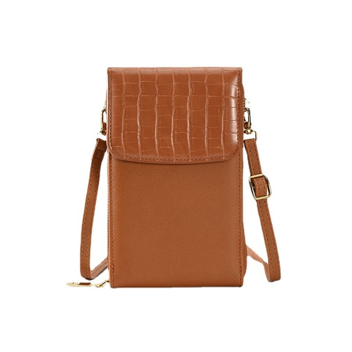 Geanta de umar pentru femei, geanta cu fermoar, design matlasat, capacitate mare, culoare maro