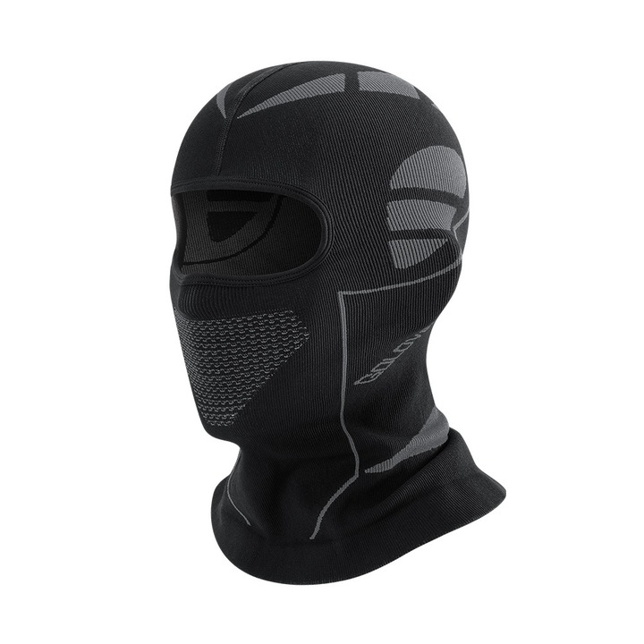 Masca de schi si ciclism DTJ48, calduroasa, respirabila, protectie impotriva vantului, negru-gri