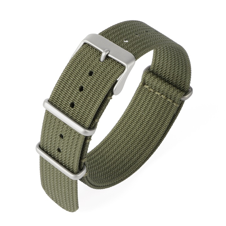 Curea de ceas din nylon 22mm, verde militar, rezistenta la apa si usoara