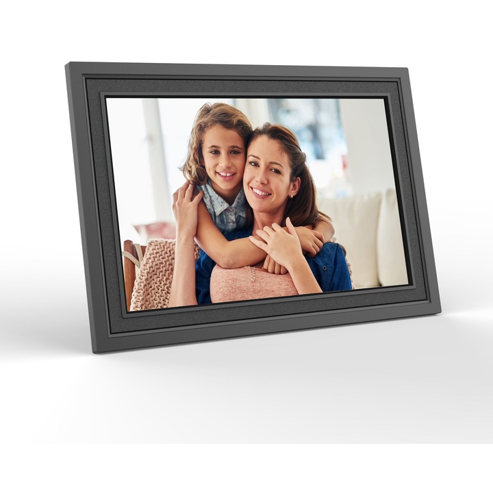 Цифрова фоторамка 7 инча, черна, поддържа дистанционен трансфер на снимки, изисква карта с памет