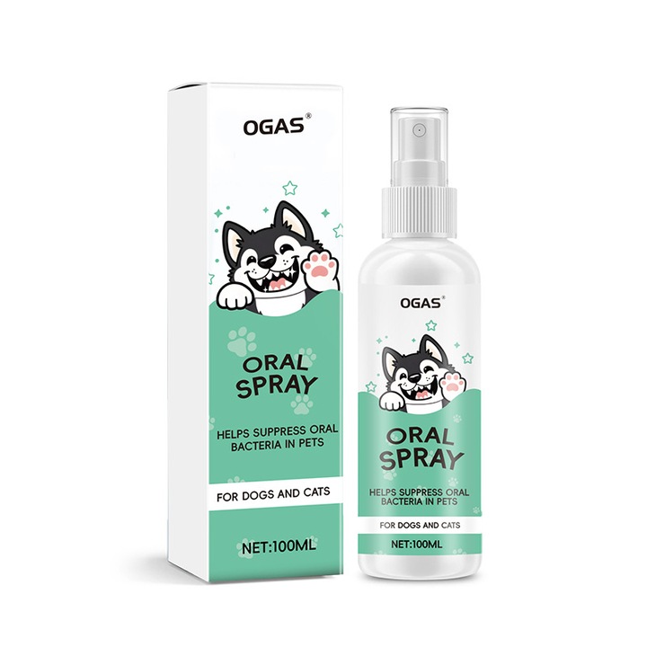 Szájspray állatoknak, 100ml, friss lehelet, biztonságos formula, fogkefe nélkül, kutyáknak és macskáknak