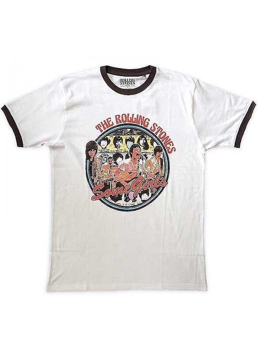 Férfi póló, fehér, kör mintás, 60% újrahasznosított pamut, 40% újrahasznosított poliészter, környezetbarát