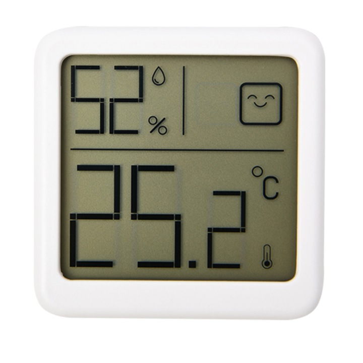 Termometru si Higrometru Digital, pentru Monitorizare Temperatura si Umiditate, cu Indicator Confort si Design Compact, Alb