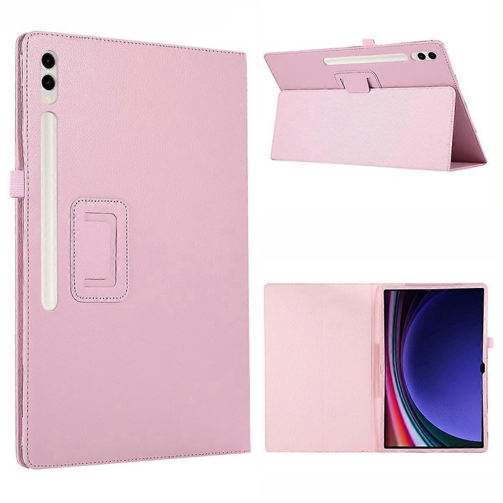 Bi-Fold tablet tok, Litchi textúra, zöld, Samsung Galaxy Tab S10 Ultra