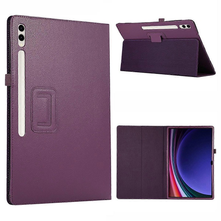 Bi-Fold tabletta tok, Licsi textúra, zöld, Samsung Galaxy Tab S10 Ultra
