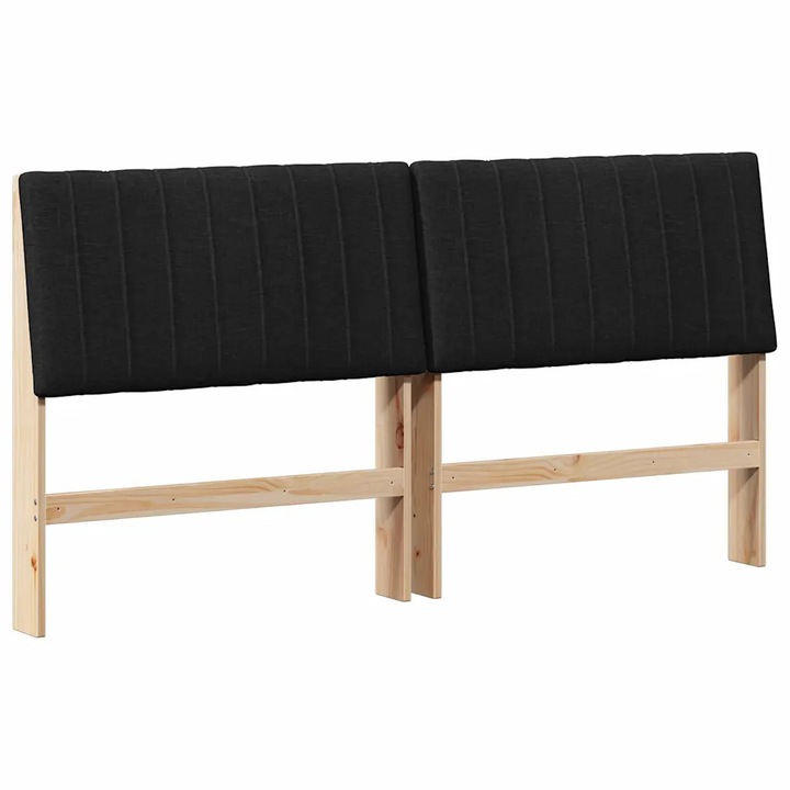 Tablie tapitata vidaXL, Negru 180 cm Lemn de pin masiv