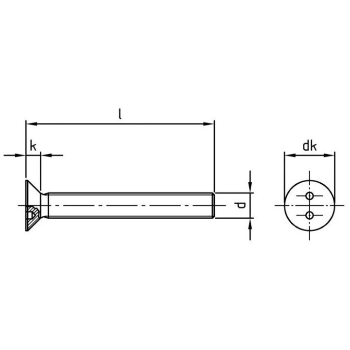 Set 100 Surub siguranta antifurt cu 2 gauri cap inecat - M6 x 50 SP1/4