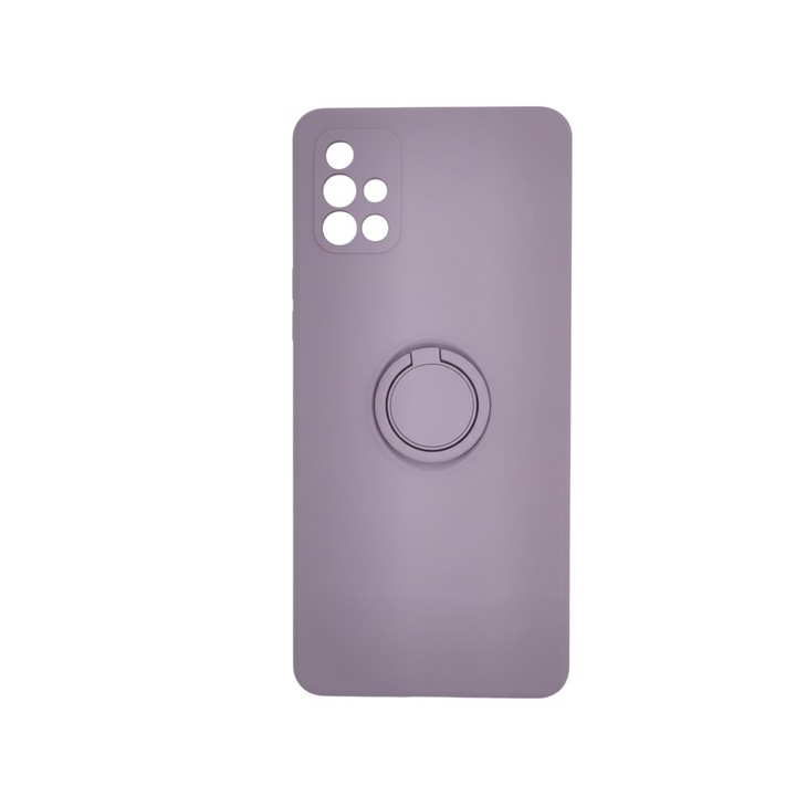Husa Silicone Ring, pentru Samsung Galaxy A51, inel rotativ, stand si grip, microfibra, Mov lavanda