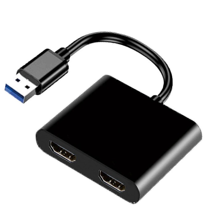 Adaptor USB 3.0 la Dual HDMI, 5Gbps, 1920x1080p, compact, 13x9x1.8cm