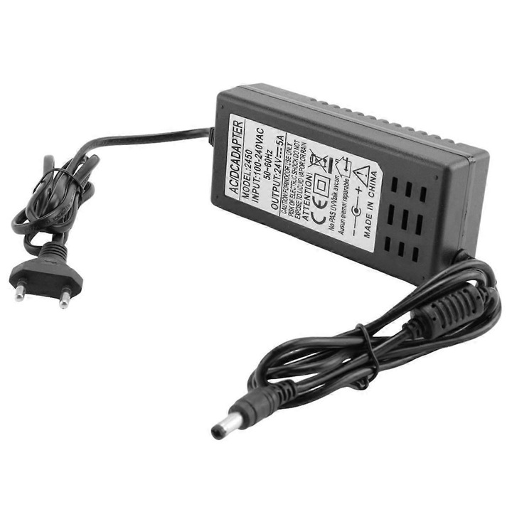 Adapter szórófejhez 24V 5A, EU Plug, túlterhelés elleni védelem, fekete szín