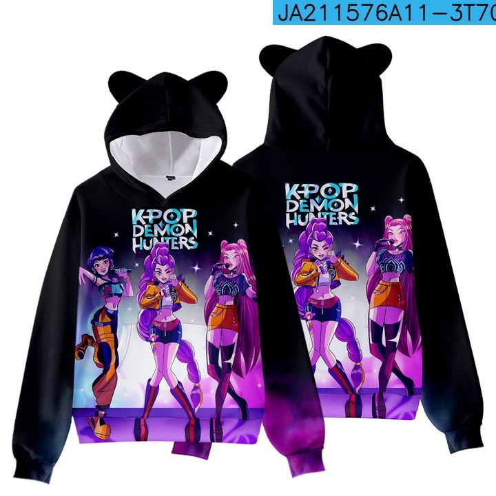 Суичър за момичета Kpop Demon Hunters, многоцветен, 130