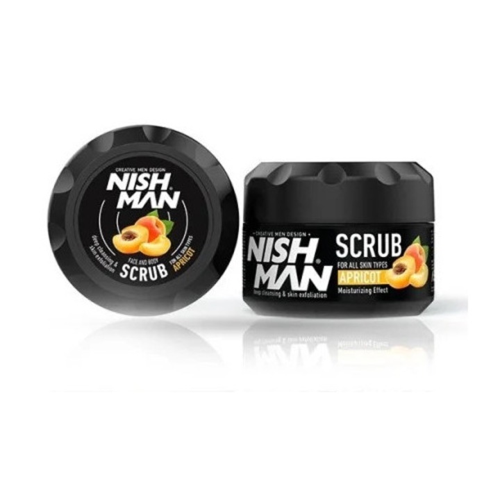 Scrub NISH MAN cu caise, 300ml, pentru ten mixt, eliminare impurități