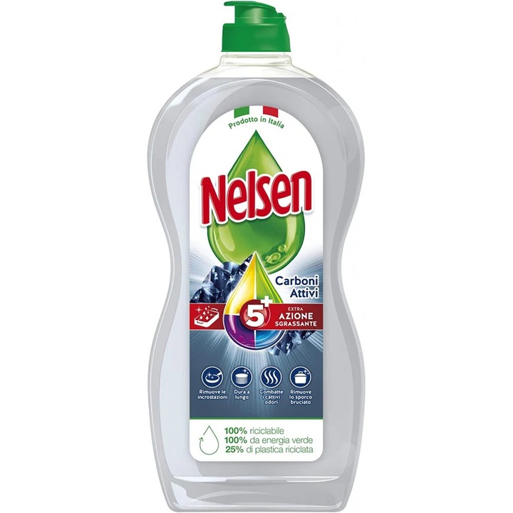 Detergent pentru vase Nelsen Carboni Attivi lichid 900ml