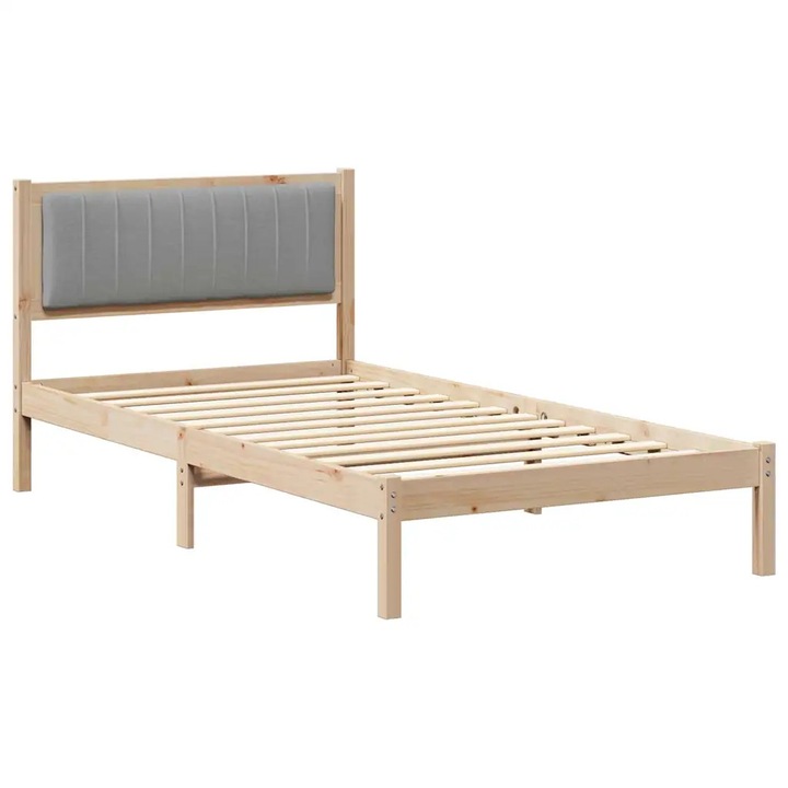 Cadru de pat vidaXL, cu tablie tapitata Gri deschis 100 x 200 cm