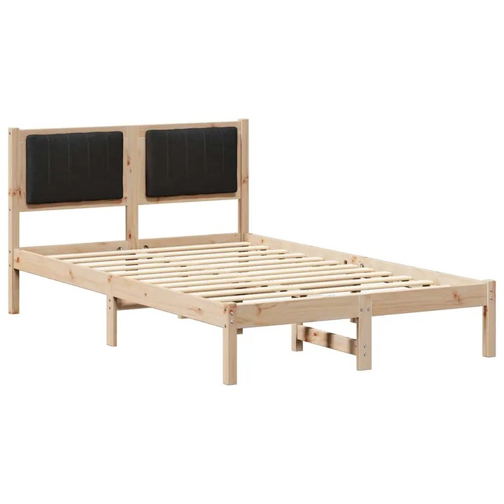 Cadru de pat vidaXL, cu tablie tapitata cu headboard Negru 120 x 200 cm
