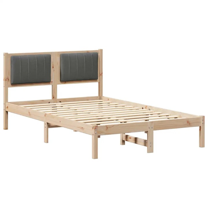 Cadru de pat vidaXL, cu tablie tapitata Gri inchis 120 x 200 cm