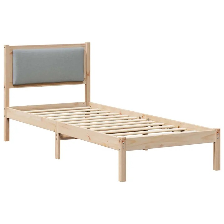 Cadru de pat vidaXL, Gri deschis 80 x 200 cm Lemn de pin masiv