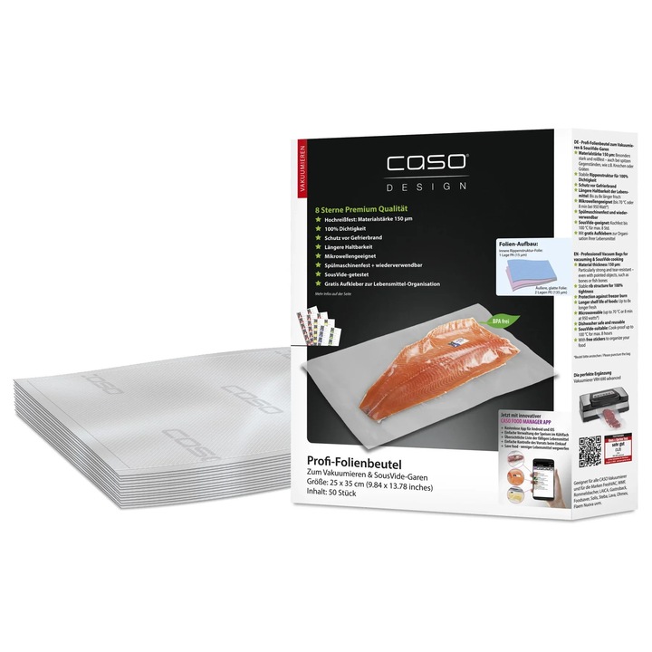 Saci Profesionali pentru Ambalare Vidata 25 x 35 cm, 50 Bucati, Grosime 150 μm