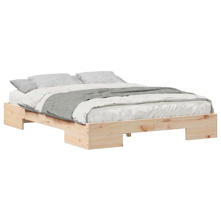 Földi ágykeret tárolóval Barna 140 x 200 cm Tömör fenyőfa, vidaXL, 873028