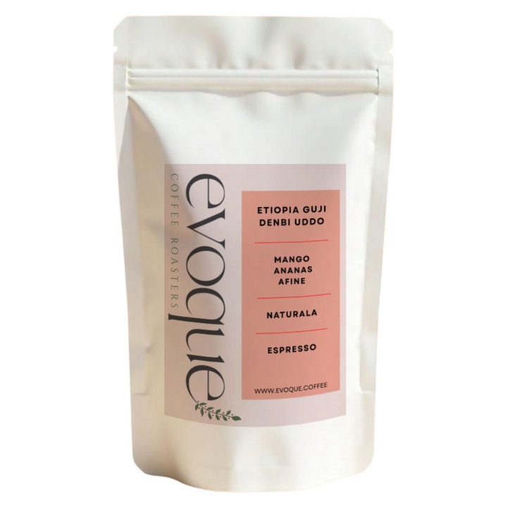 Cafea boabe Etiopia Guji Dambi Uddo natural, Evoque Coffee, prajire espresso, note de fructe exotice