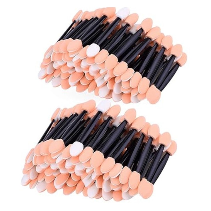 Set de 200 pensule de machiaj cu cap de burete, aplicatoare cosmetice, negru, pentru utilizare zilnica