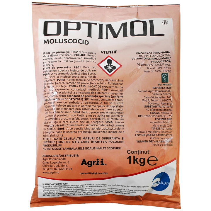 Moluscocid, granule combatere melci si limacsi Optimol, 1 kg