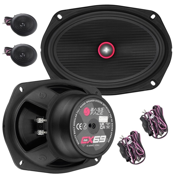Bassface INDY CX69 - 6x9" autóhangszórók, komponens szett, 2x80W, 4 Ohm, fekete