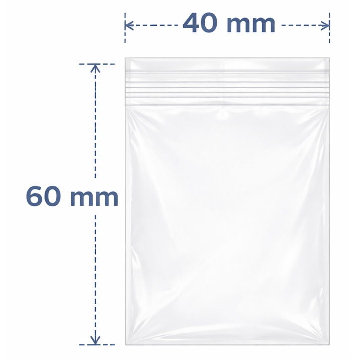 Set 100 pungi din plastic Bedex 40x60 mm transparente cu fermoar ziplock