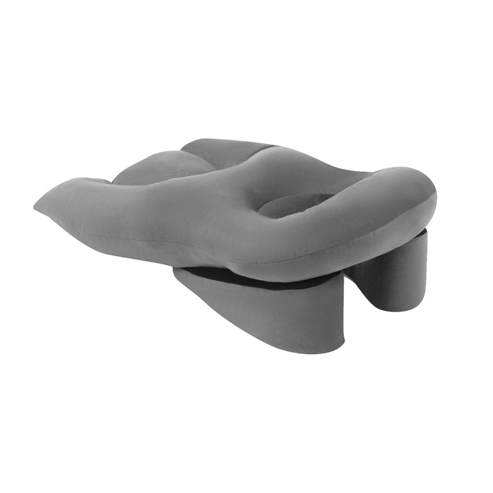 Ergonomikus párna fej- és nyaktámaszhoz, poliészter pamut, világosszürke, téglalap alakú